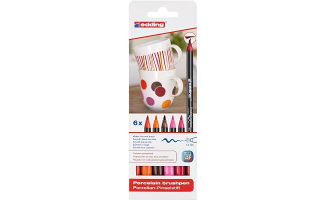 Edding 4200/6999 Porcelain Brush Pencil - Set Of 6 Colors  Combination "Warm"